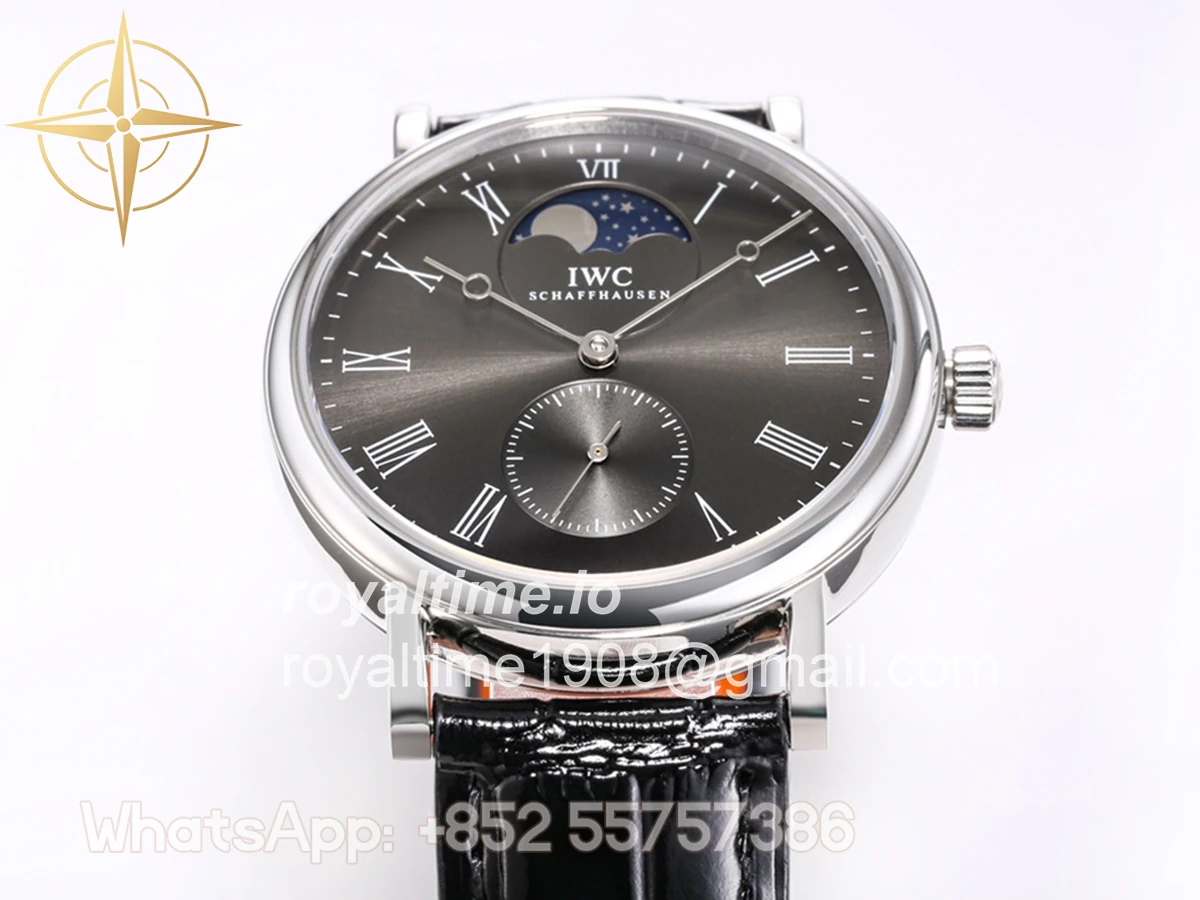 IWC Portofino Hand Wound Moon Phrase IW5548 Grey Dial in Steel - Image 5