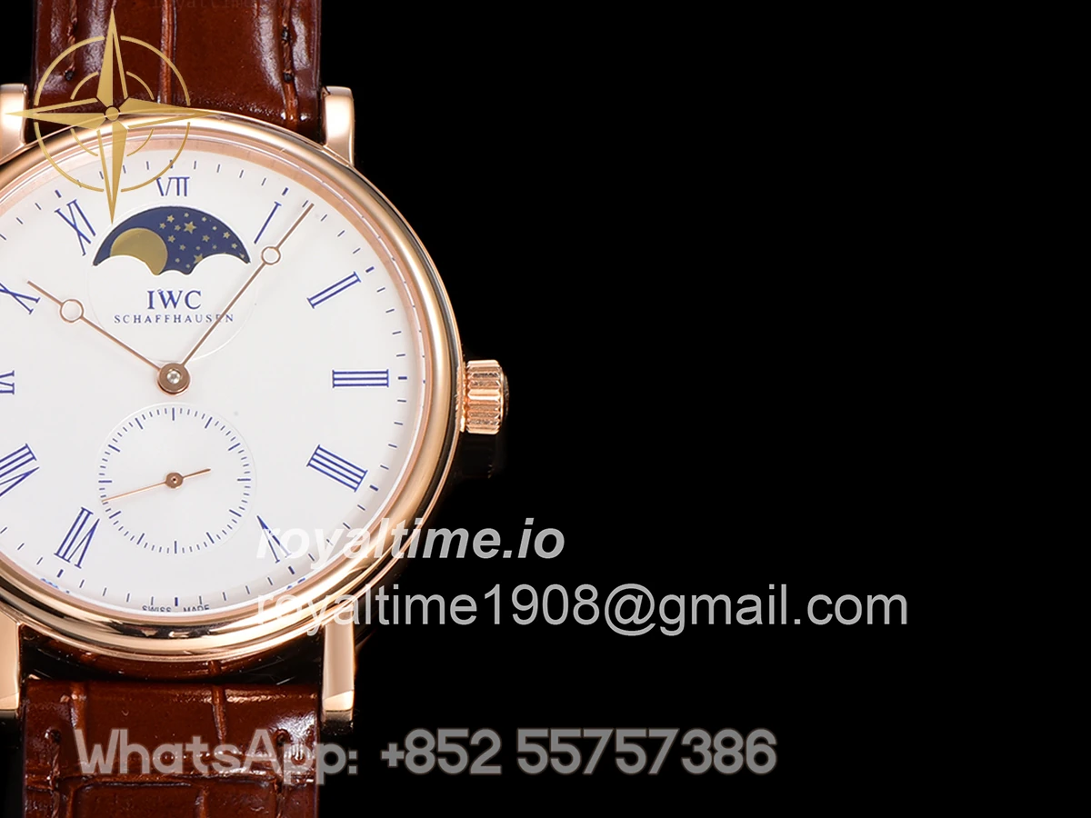 IWC Portofino Hand Wound Moon Phrase IW5548 White Dial in Rose Gold - Image 5