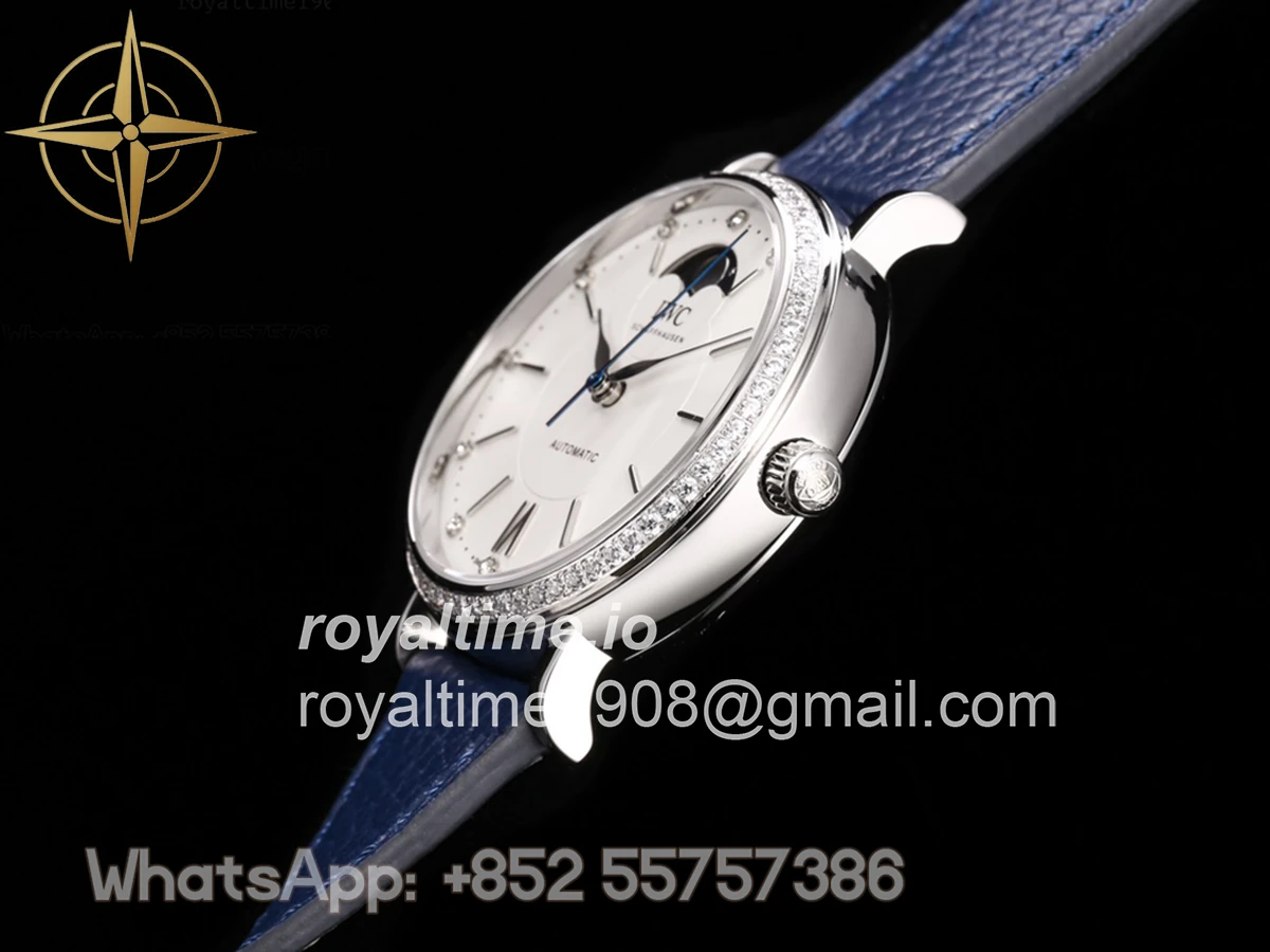 IWC Portofino IW659601 Automatic Moon Phase 37 White Dial on Blue Leather Strap - Image 5