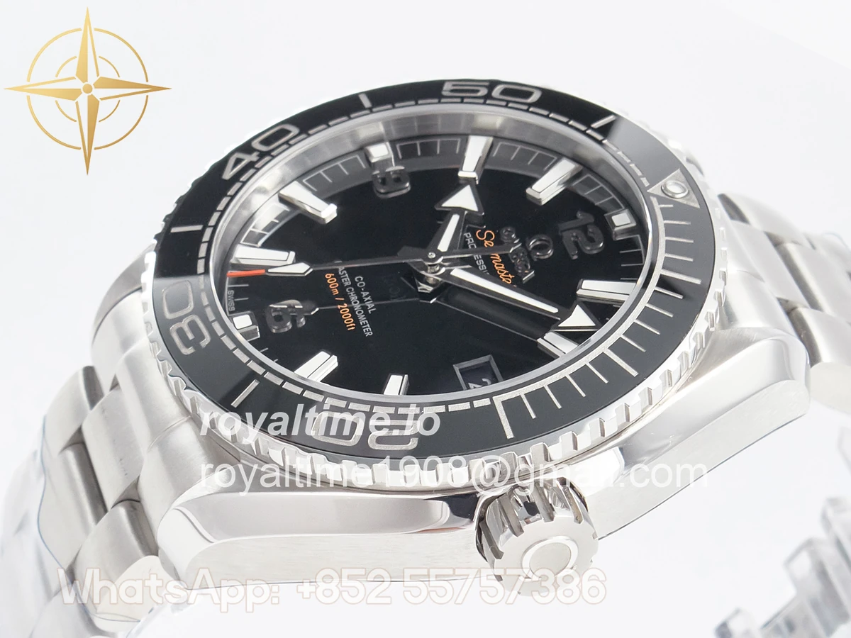 Omega Planet Ocean 600M 39.5mm VSF Black Dial Black Ceramic Bezel on SS Bracelet A8800 - Image 5