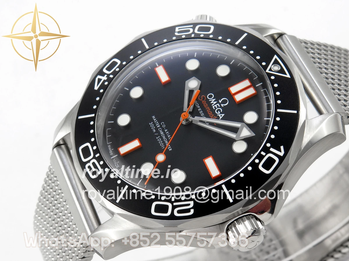 Omega Seamaster 300M Diver SS VSF Black/Orange Dial on SS Mesh Bracelet VS8806 - Image 5