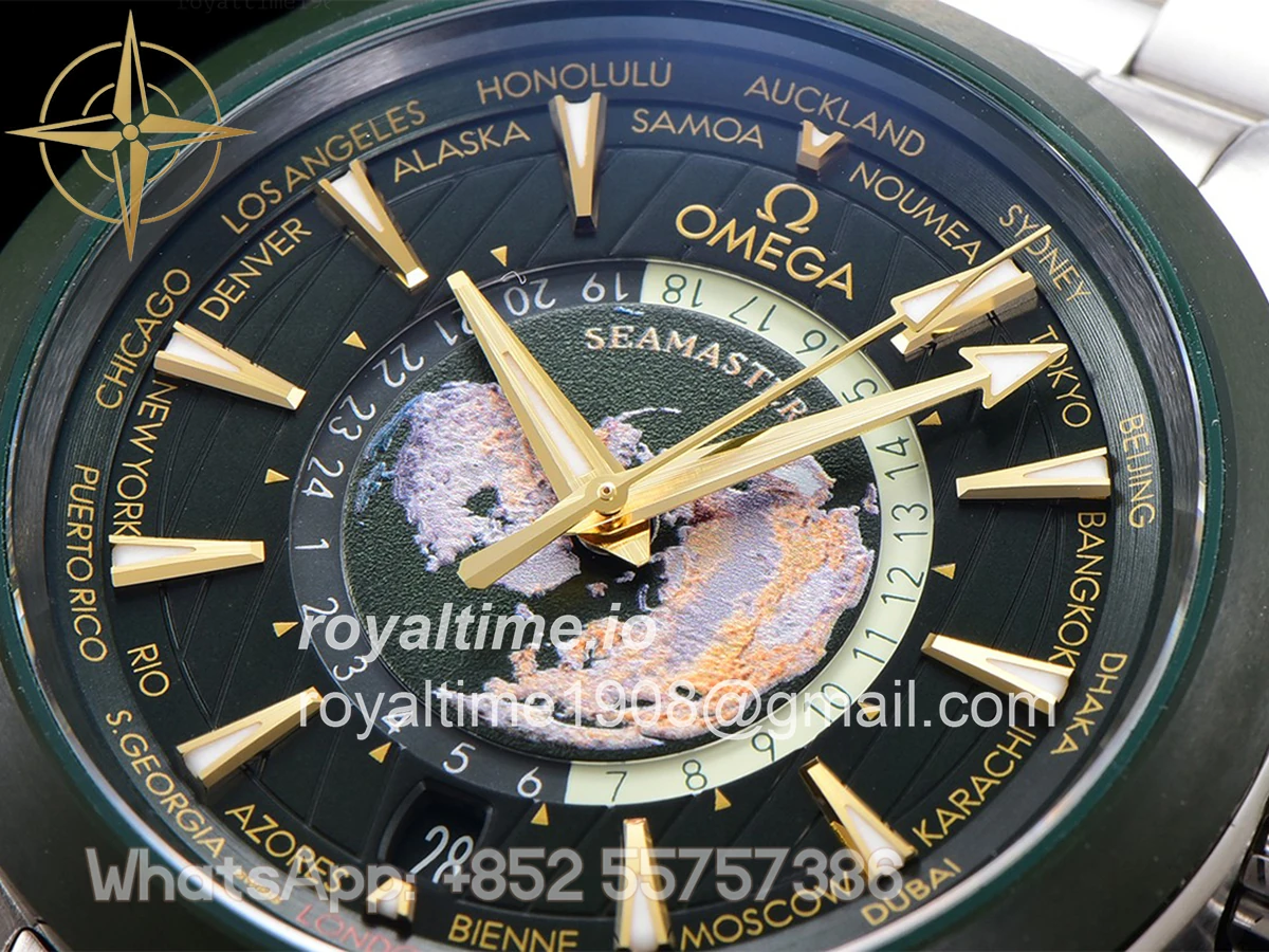 Omega Seamaster Aqua Terra Worldtimer Master Chrononometer Green Dial on Bracelet - Image 5