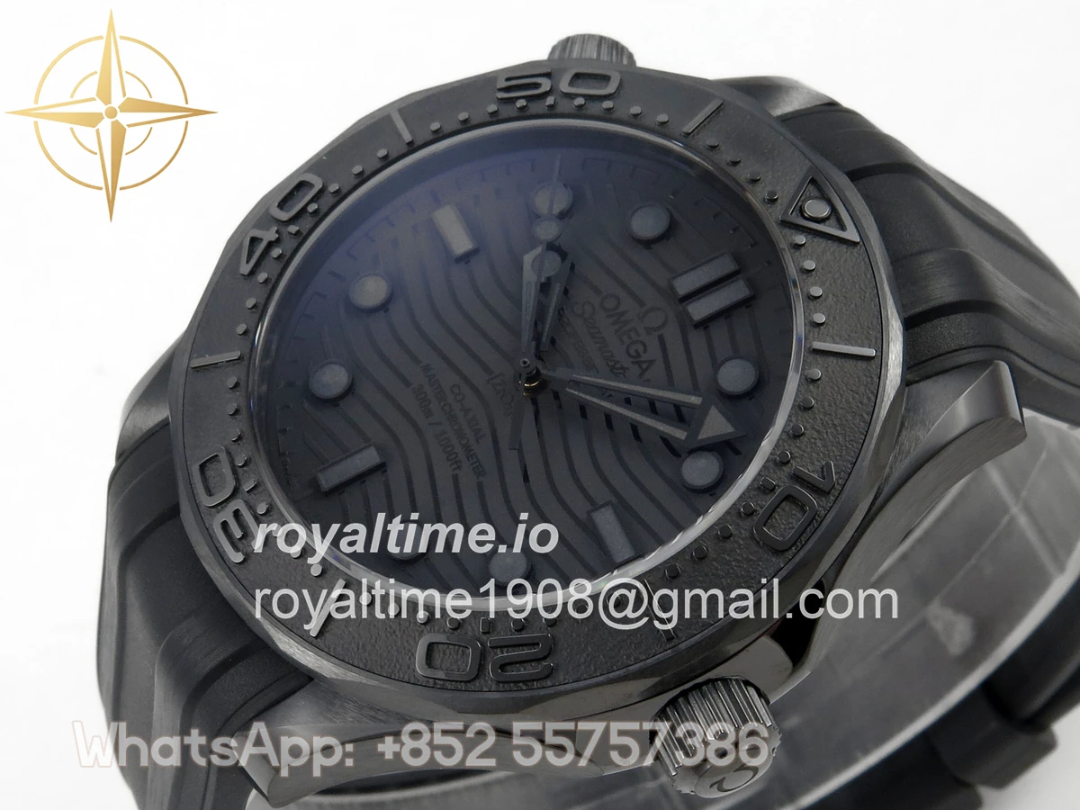 Omega Seamaster Diver 300M Black Ceramic Bezel ORF All Black Dial On Black Rubber Strap OR8806 - Image 5