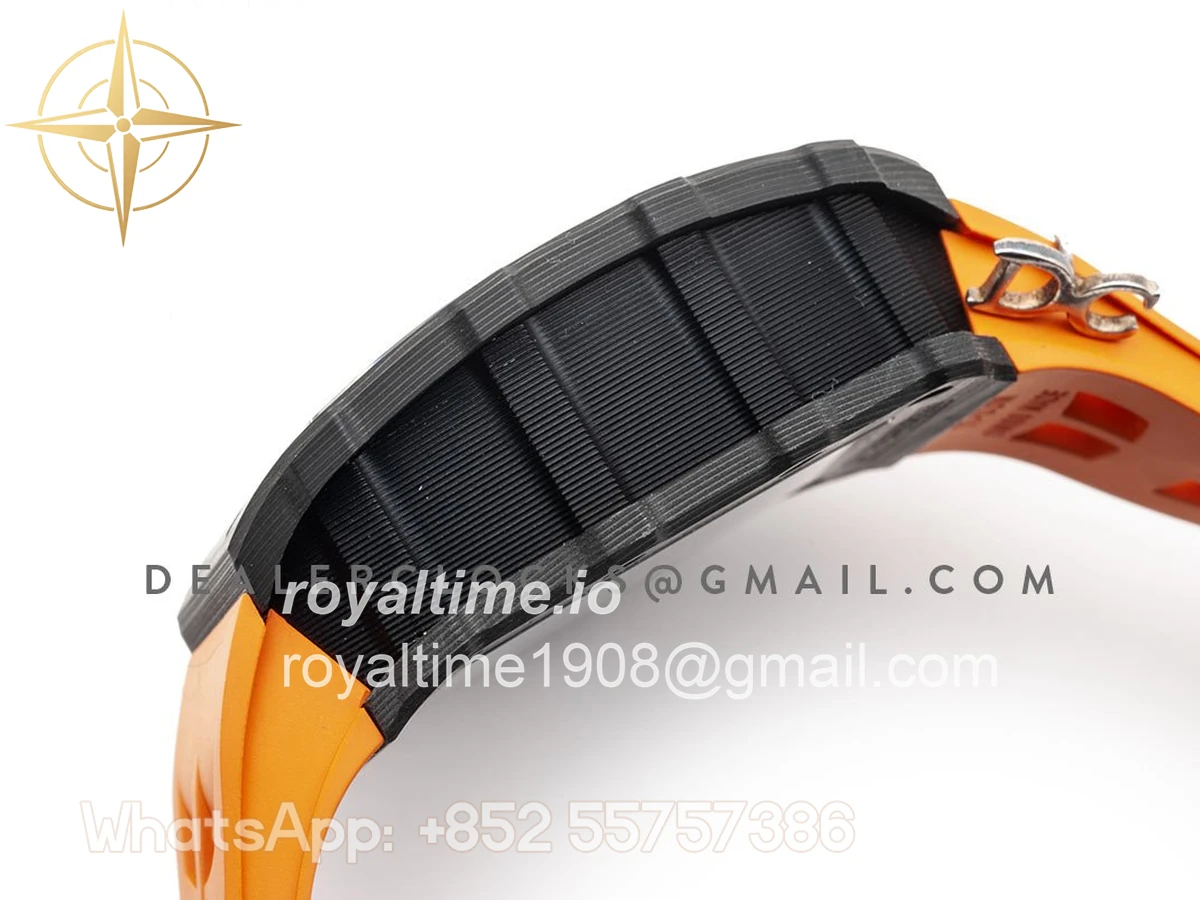 Richard Mille RM 011 Automatic Flyback Chronograph Carbon on Orange Rubber Strap - Image 5