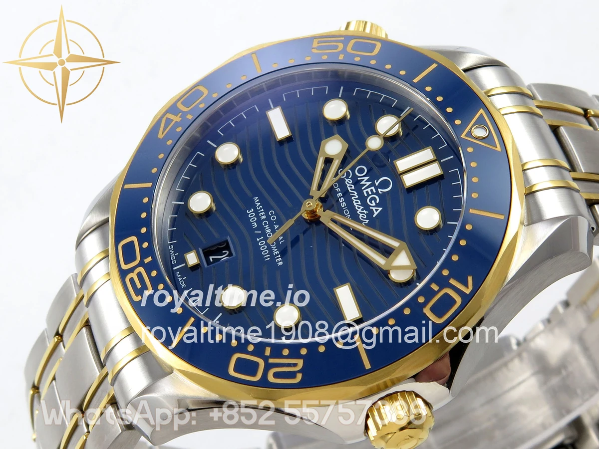 Omega Seamaster Diver 300M SS/YG ORF Blue Ceramic Blue Dial on SS/YG Bracelet OR8800 - Image 5