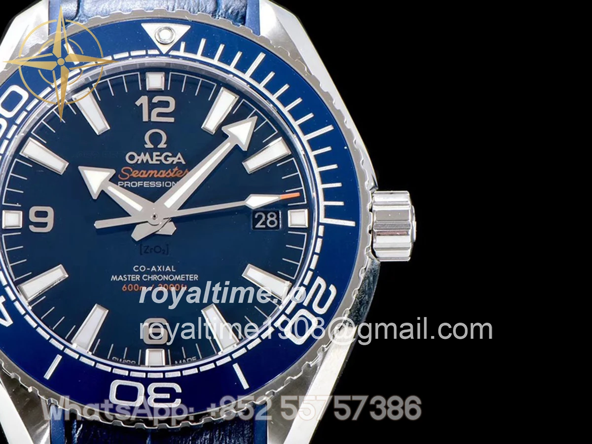 Omega Seamaster Planet Ocean 600M 43.5mm Blue Dial in Steel on Leather Strap - Image 5