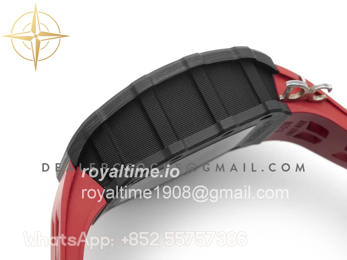 Richard Mille RM 011 Automatic Flyback Chronograph Carbon on Red Rubber Strap - Image 5