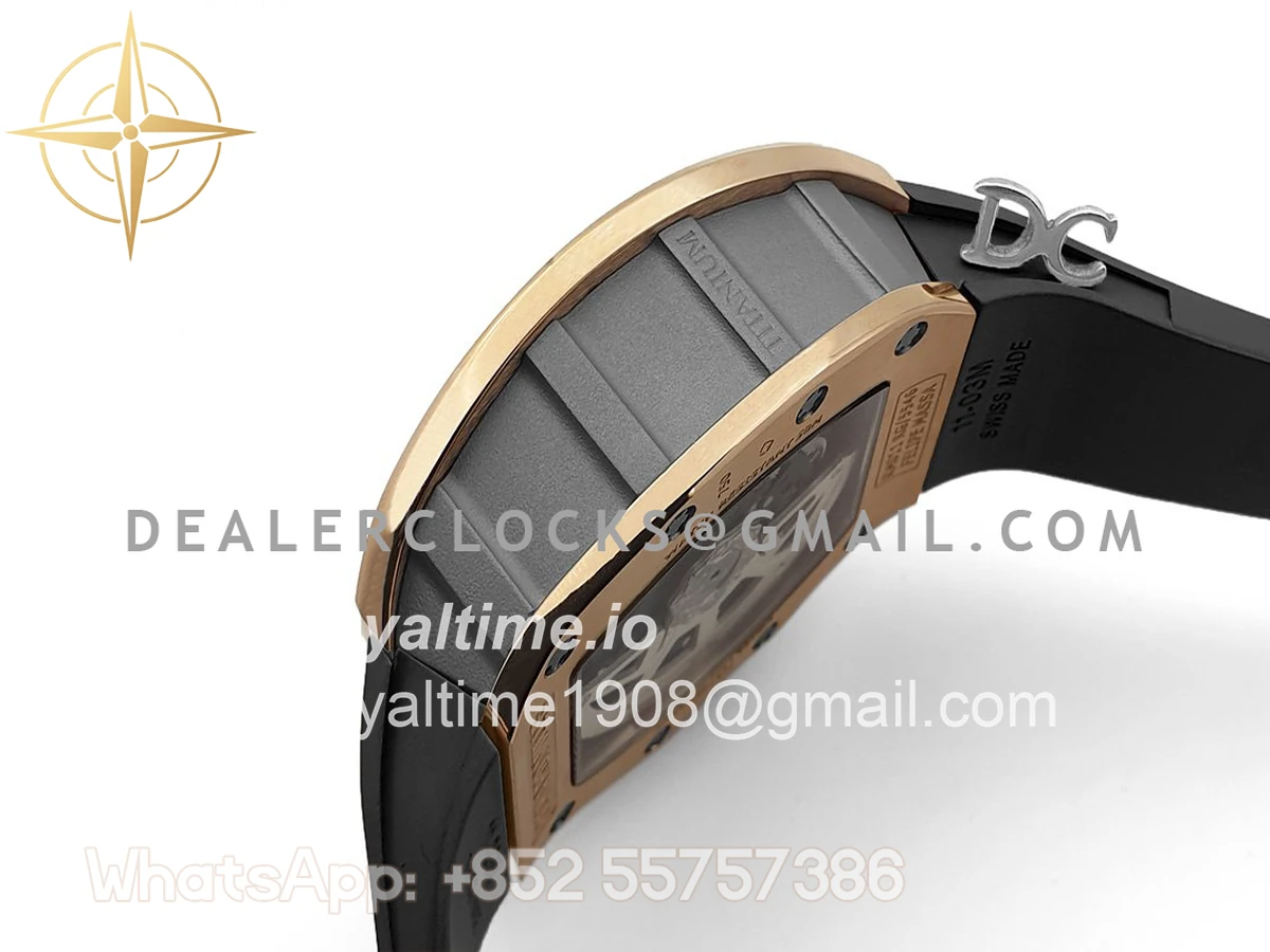 Richard Mille RM 011 Automatic Flyback Chronograph in Rose Gold / Titanium on Black Rubber - Image 5