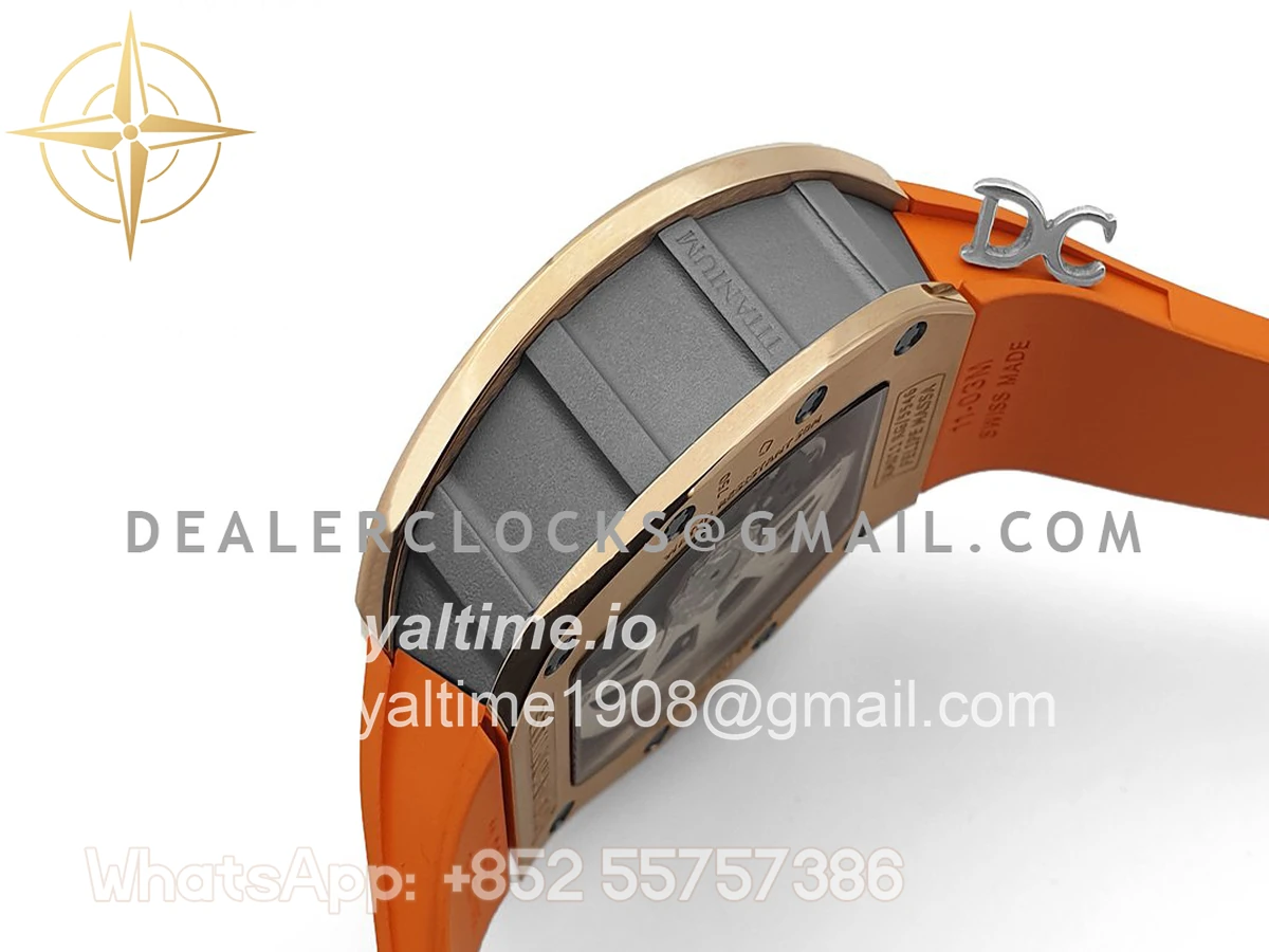 Richard Mille RM 011 Automatic Flyback Chronograph in Rose Gold / Titanium on Orange Rubber - Image 5