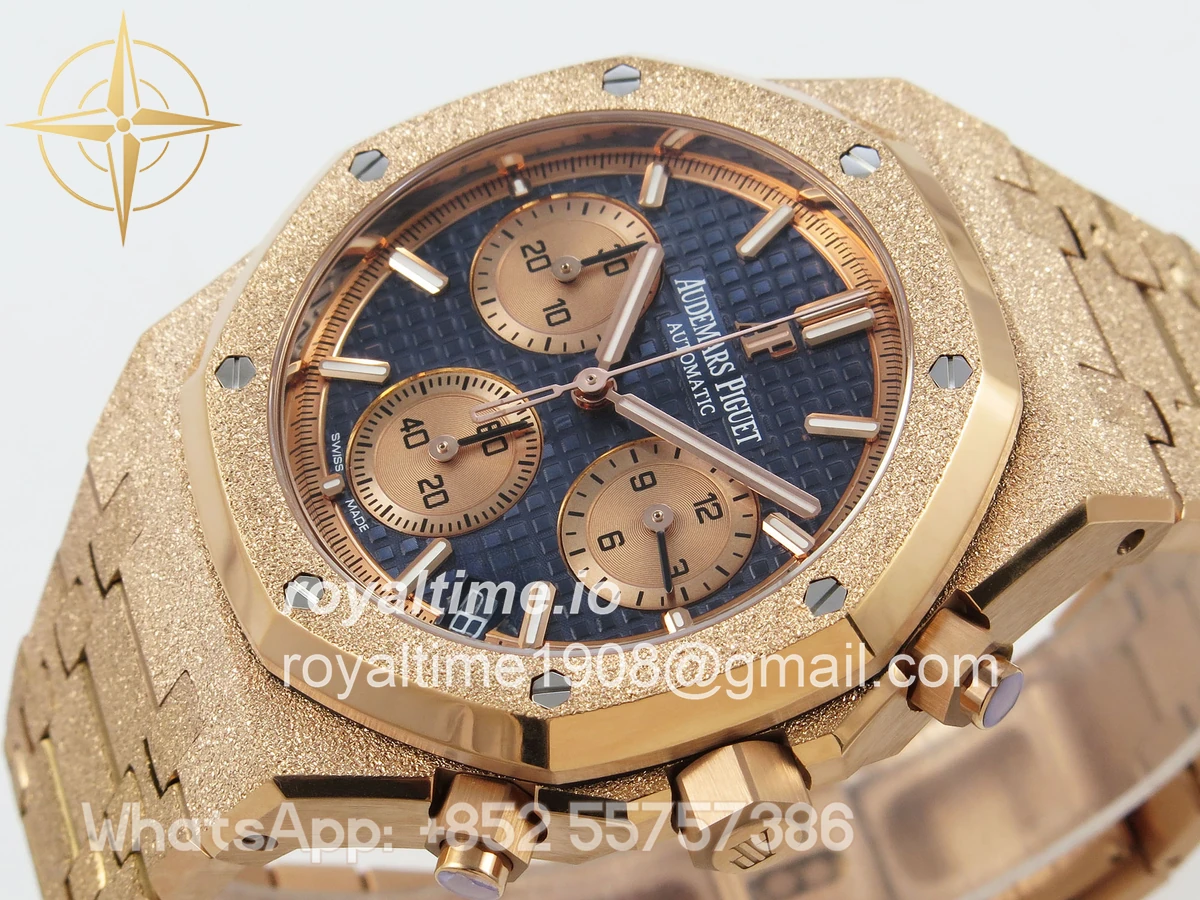 Audemars Piguet Royal Oak Chrono 26240 Frosted RG APSF Blue Dial on RG Bracelet SA4401 - Image 5