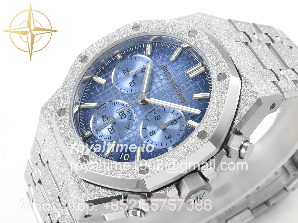 Audemars Piguet Royal Oak Chrono 26240 Frosted SS DDF Ice Blue Dial on Bracelet DD4401 (SW Dial) - Image 5
