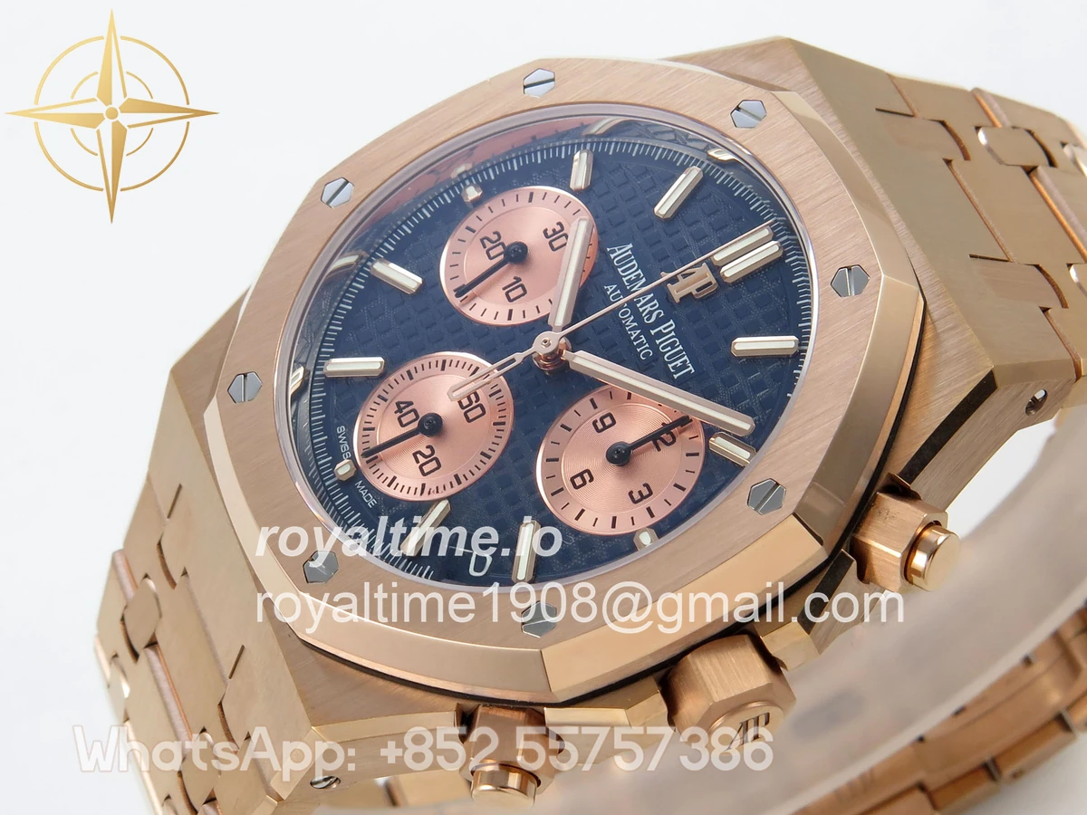 Audemars Piguet Royal Oak Chrono 26240 RG DDF Blue/RG Dial on RG Bracelet DD4401 (SW Dial) - Image 5