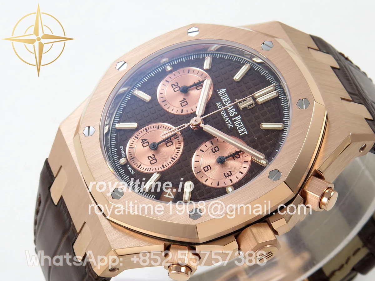 Audemars Piguet Royal Oak Chrono 26240 RG DDF Brown Dial on Brown Leather Strap DD4401 Gain Weight (SW Dial) - Image 5
