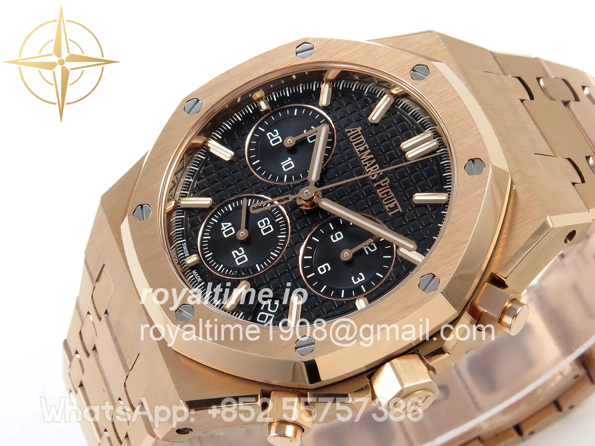Audemars Piguet Royal Oak Chrono 26240 RG DDSF Black Dial on RG Bracelet DD4401 - Image 5