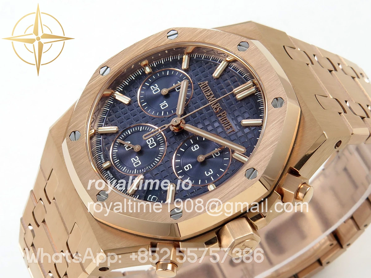 Audemars Piguet Royal Oak Chrono 26240 RG DDSF Blue Dial on RG Bracelet DD4401 - Image 5