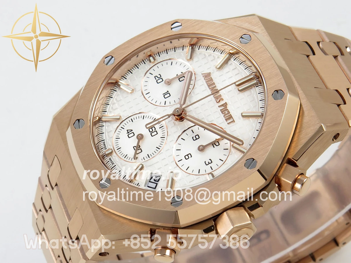 Audemars Piguet Royal Oak Chrono 26240 RG DDSF White Dial on RG Bracelet DD4401 - Image 5