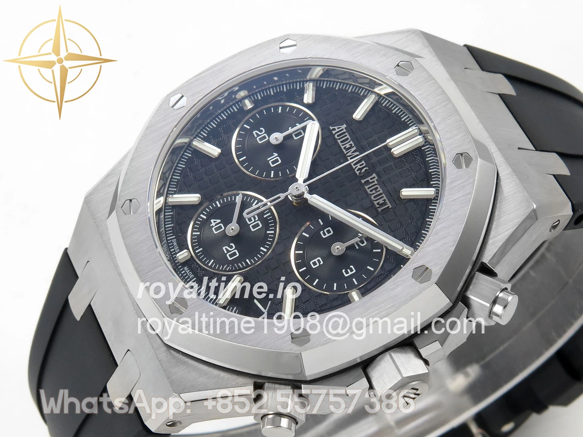 Audemars Piguet Royal Oak Chrono 26240 SS DDF Blue Dial on Black Rubber Strap DD4401 (SW Dial) - Image 5