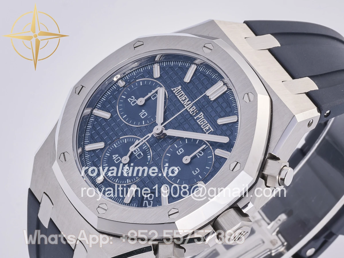 Audemars Piguet Royal Oak Chrono 26240 SS DDF Blue Dial on Blue Rubber Strap DD4401 (50th Anniversary) - Image 5