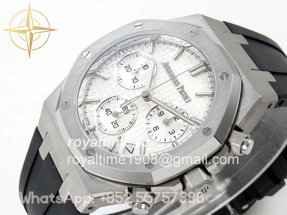 Audemars Piguet Royal Oak Chrono 26240 SS DDF White Dial on Black Rubber Strap DD4401 (SW Dial) - Image 5