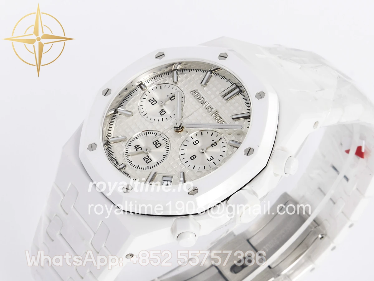 Audemars Piguet Royal Oak Chrono 26240 White Ceramic APSF Black Dial On White Ceramic Bracelet SA4401 - Image 5