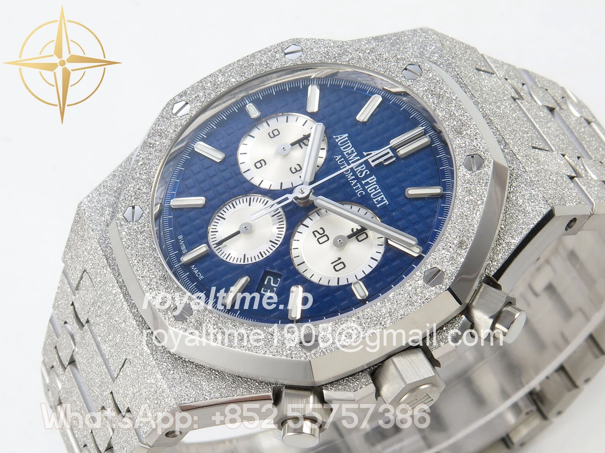 Audemars Piguet Royal Oak Chrono 26331 Frosted SS APSF Blue/White Dial on Bracelet A2385 - Image 5
