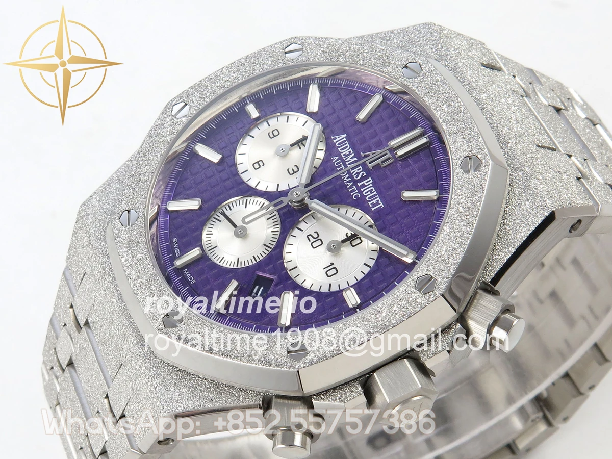 Audemars Piguet Royal Oak Chrono 26331 Frosted SS APSF Purple/White Dial on Bracelet A2385 - Image 5