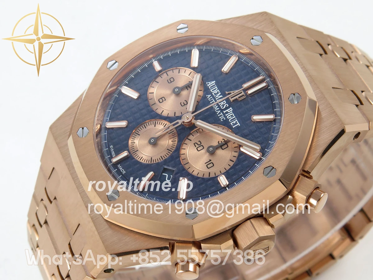 Audemars Piguet Royal Oak Chrono 26331 RG APSF Blue/RG Dial on RG Bracelet A2385 - Image 5