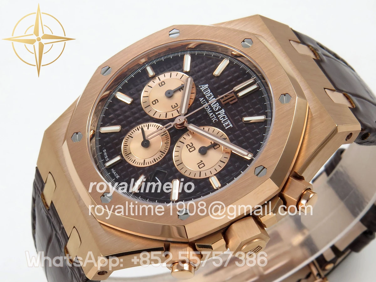 Audemars Piguet Royal Oak Chrono 26331 RG APWF Brown/RG Dial on Brown Leather Strap A2385 - Image 5