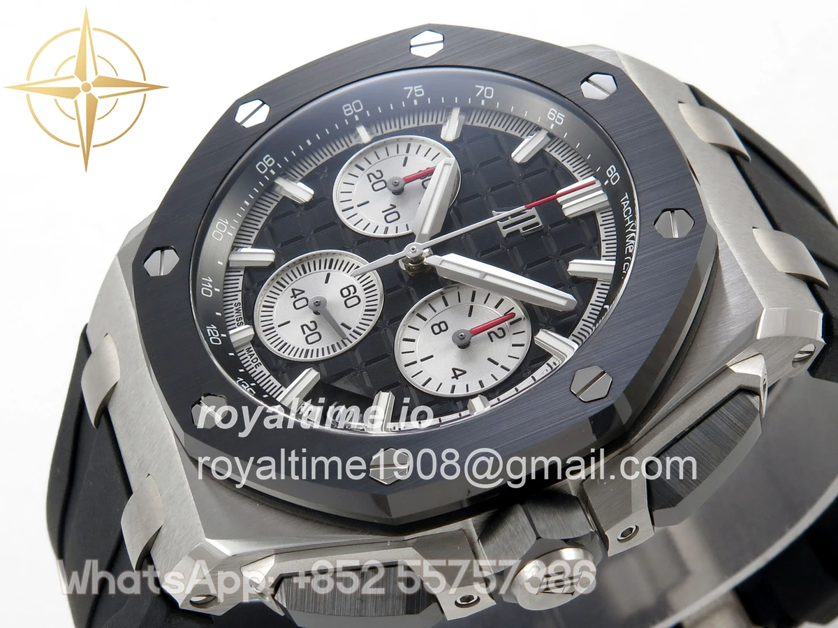 Audemars Piguet Royal Oak Offshore 43mm 26420 Ceramic Bezel SS DDF Black Dial On Black Rubber Strap DD4401 - Image 5