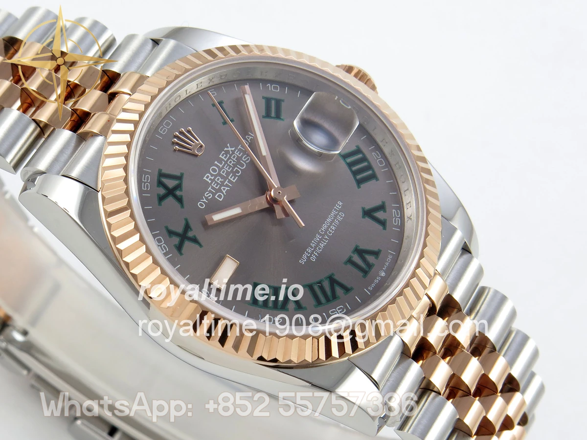 Rolex DateJust 36 126231 QF Gray Dial Green Roman on Jubilee Bracelet QF3235 - Image 6