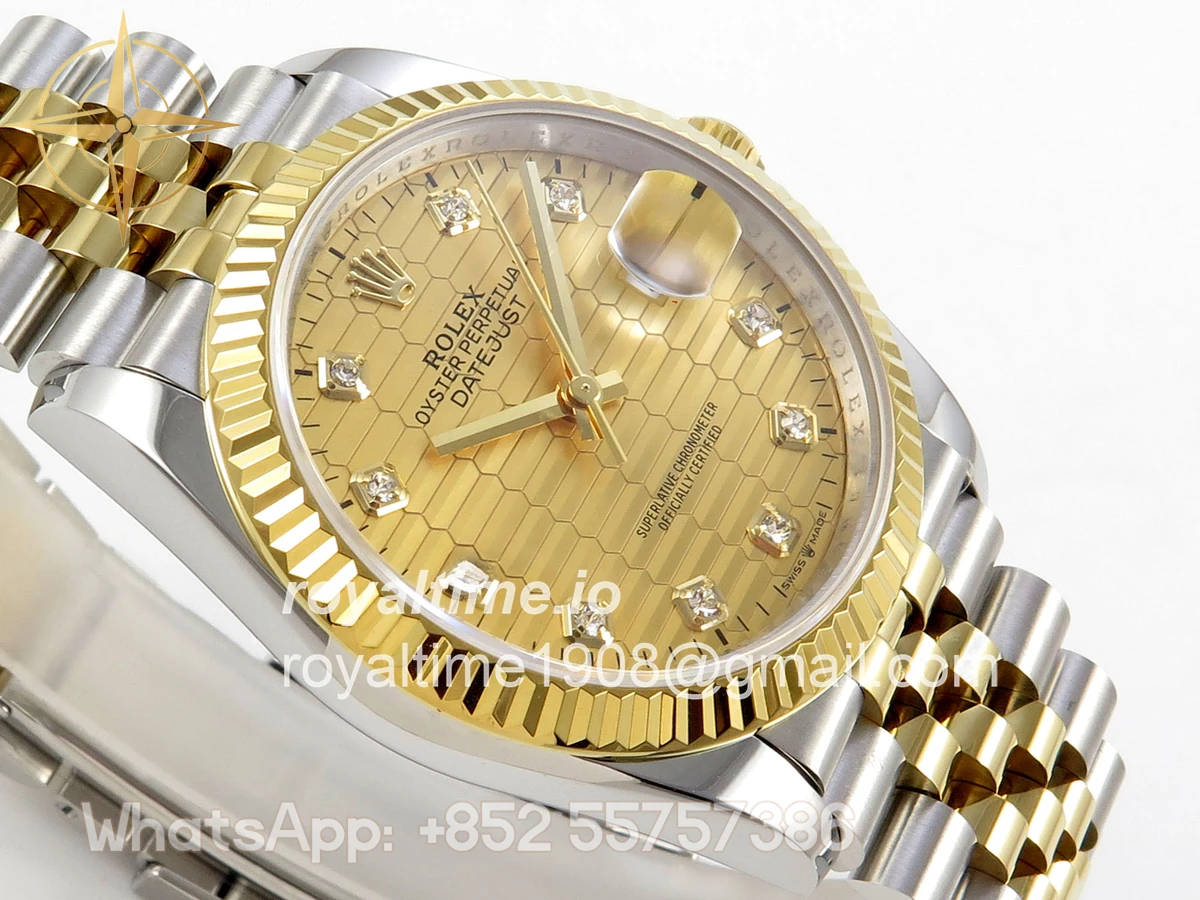 Rolex DateJust 36 126233 QF YG Textured DIamonds Dial on Jubilee Bracelet QF3235 - Image 6