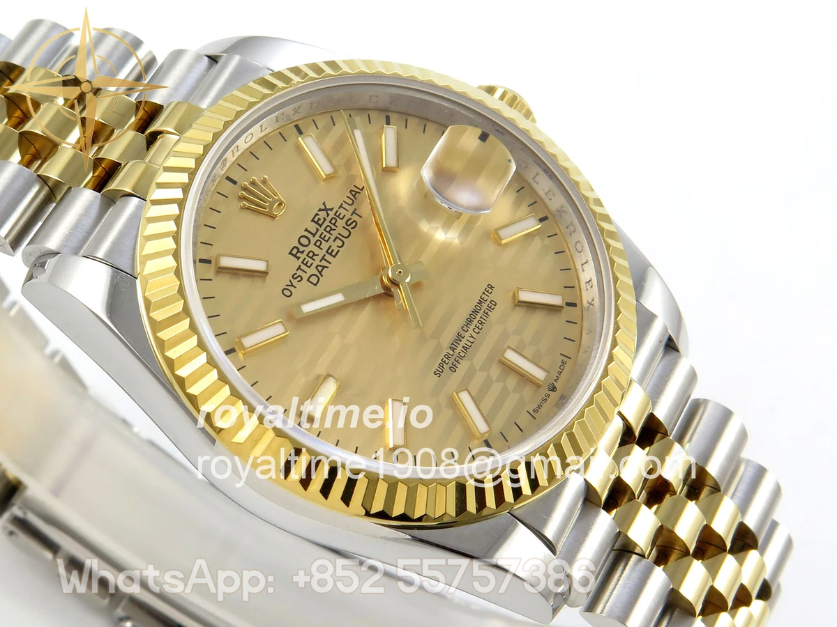 Rolex DateJust 36 126233 QF YG Textured Stick Dial on Jubilee Bracelet QF3235 - Image 6