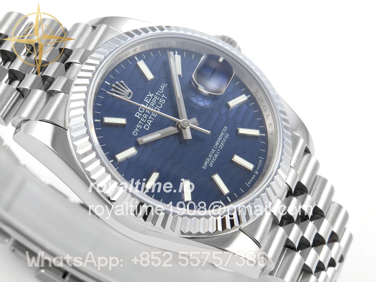 Rolex DateJust 36 126234 QF Blue Textured Stick Dial on Jubilee Bracelet QF3235 - Image 6