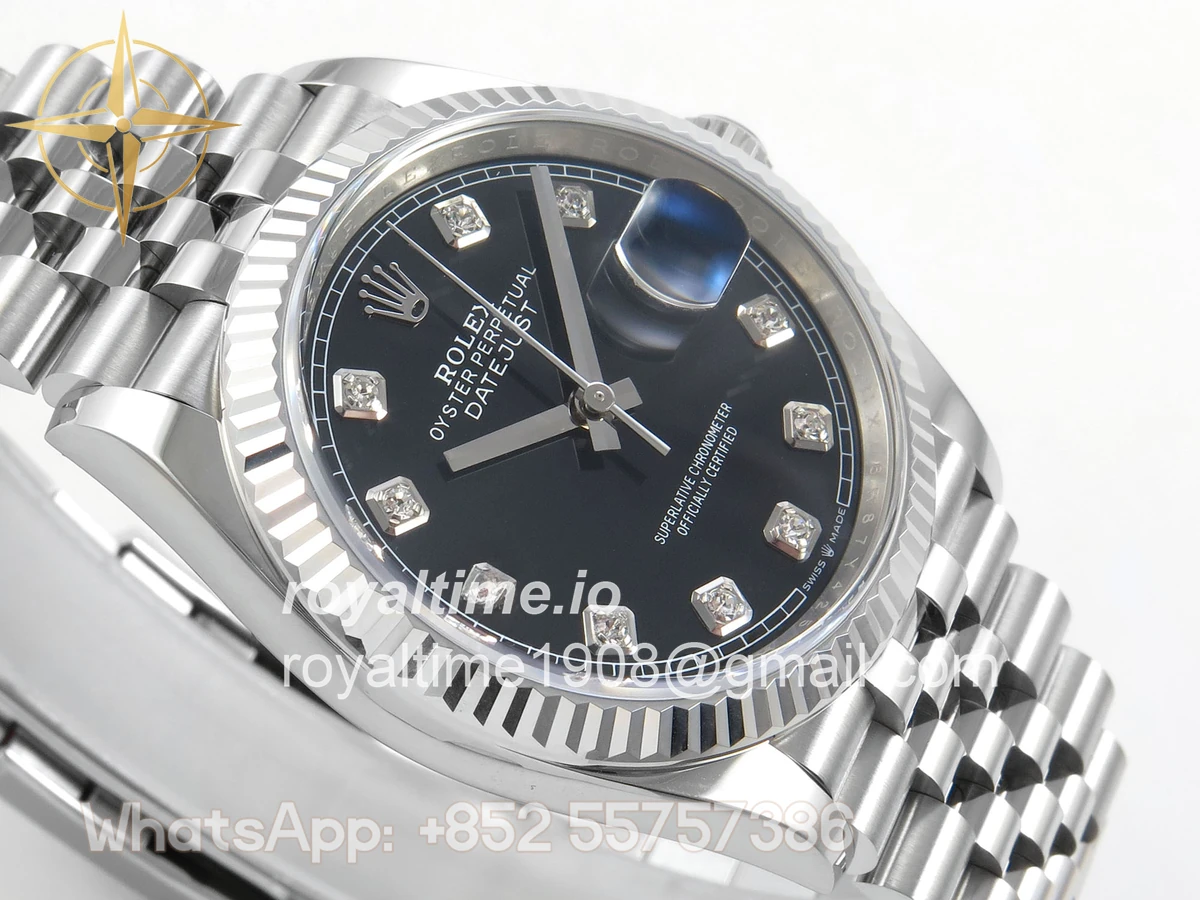 Rolex DateJust 36 126334 904L SS Clean Plus Black Diamonds Dial on Jubilee Bracelet DD3235 - Image 6