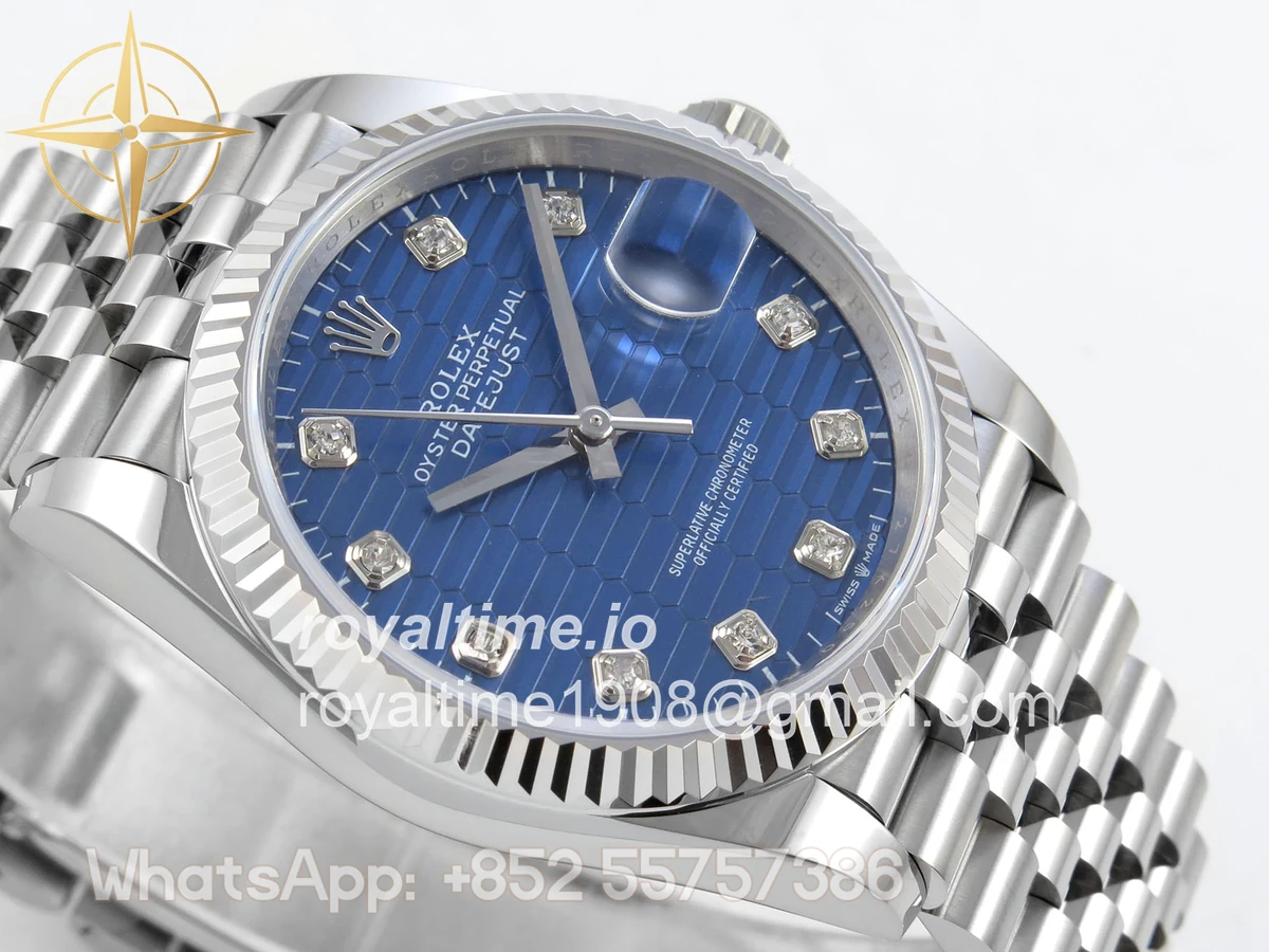 Rolex DateJust 36 SS 126234 ARF Blue Textured Diamonds Dial on Jubilee Bracelet DD3235 - Image 6