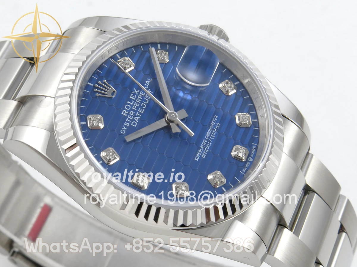 Rolex DateJust 36 SS 126234 ARF Blue Textured Diamonds Dial on Oyster Bracelet DD3235 - Image 6