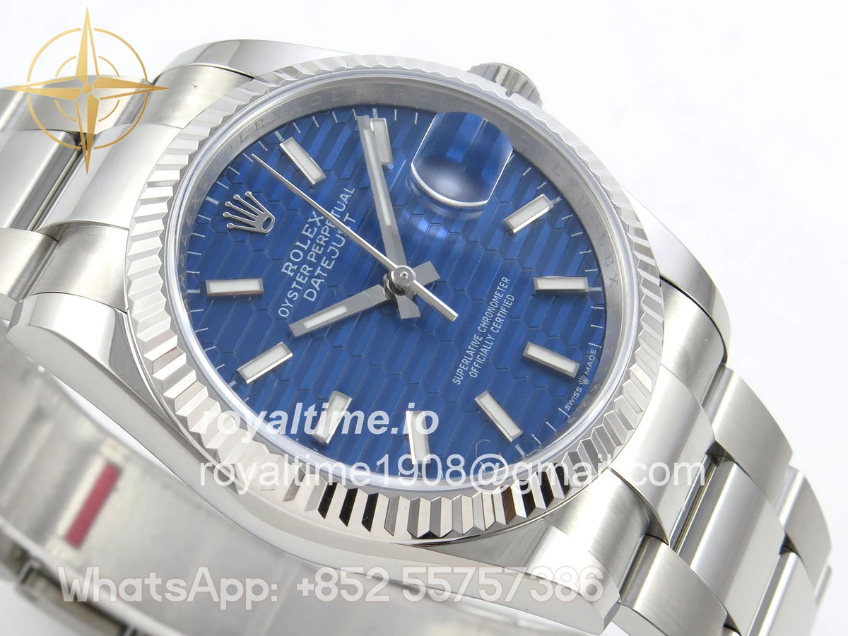Rolex DateJust 36 SS 126234 ARF Blue Textured Stick Dial on Oyster Bracelet DD3235 - Image 6