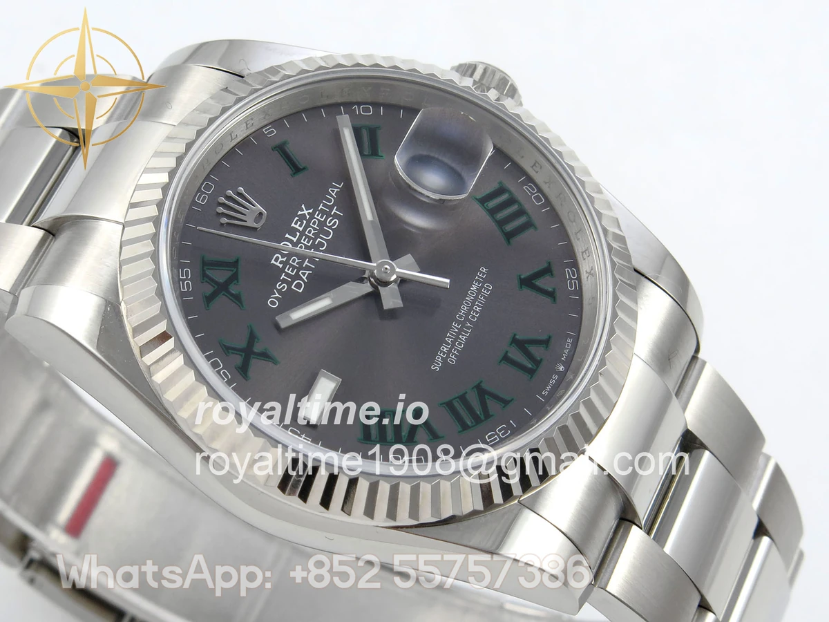 Rolex DateJust 36 SS 126234 ARF Gray Dial Green Roman on Oyster Bracelet DD3235 - Image 6