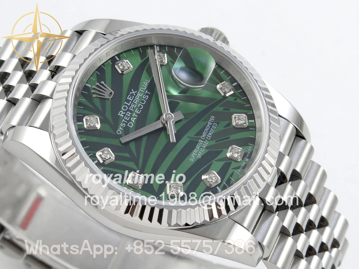 Rolex DateJust 36 SS 126234 ARF Green Leaves Diamonds Dial on Jubilee Bracelet DD3235 - Image 6