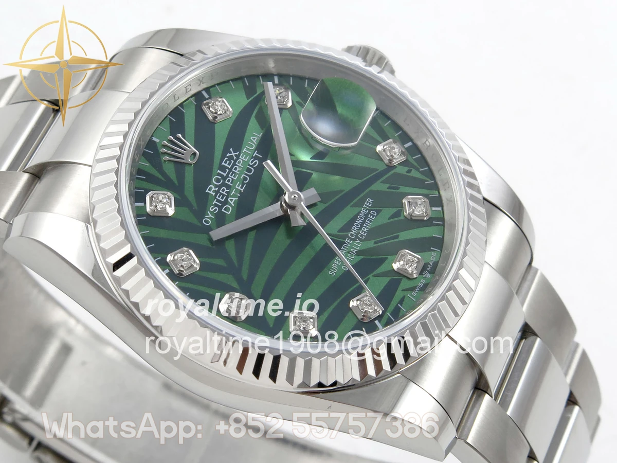 Rolex DateJust 36 SS 126234 ARF Green Leaves Diamonds Dial on Oyster Bracelet DD3235 - Image 6