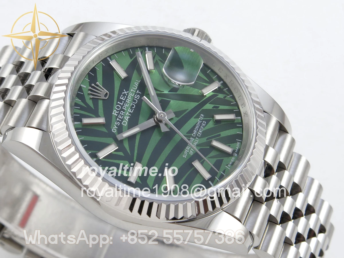 Rolex DateJust 36 SS 126234 ARF Green Leaves Stick Dial on Jubilee Bracelet DD3235 - Image 6