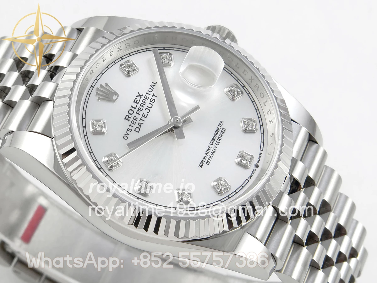 Rolex DateJust 36 SS 126234 ARF Silver Diamonds Dial on Jubilee Bracelet DD3235 - Image 6