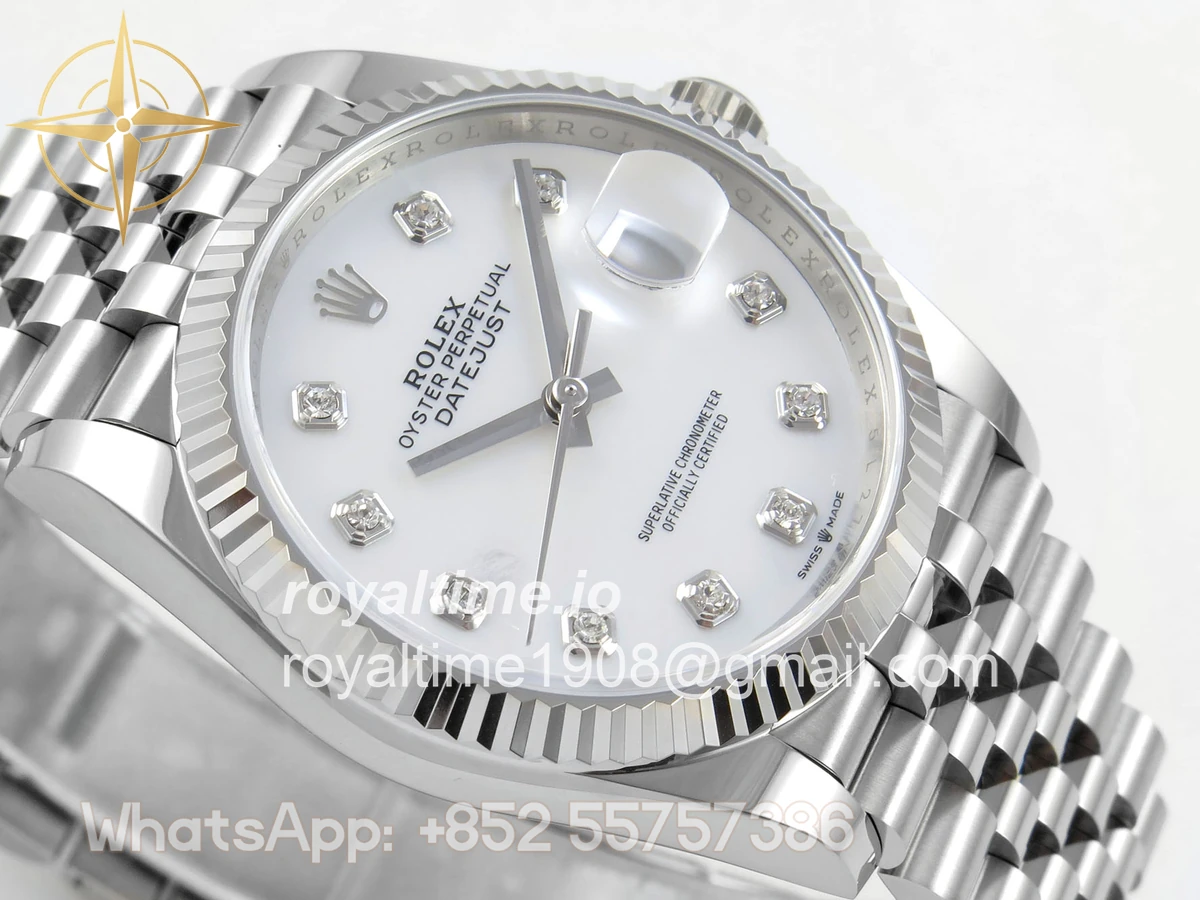 Rolex DateJust 36 SS 126234 ARF White MOP Diamonds Dial on Jubilee Bracelet DD3235 - Image 6