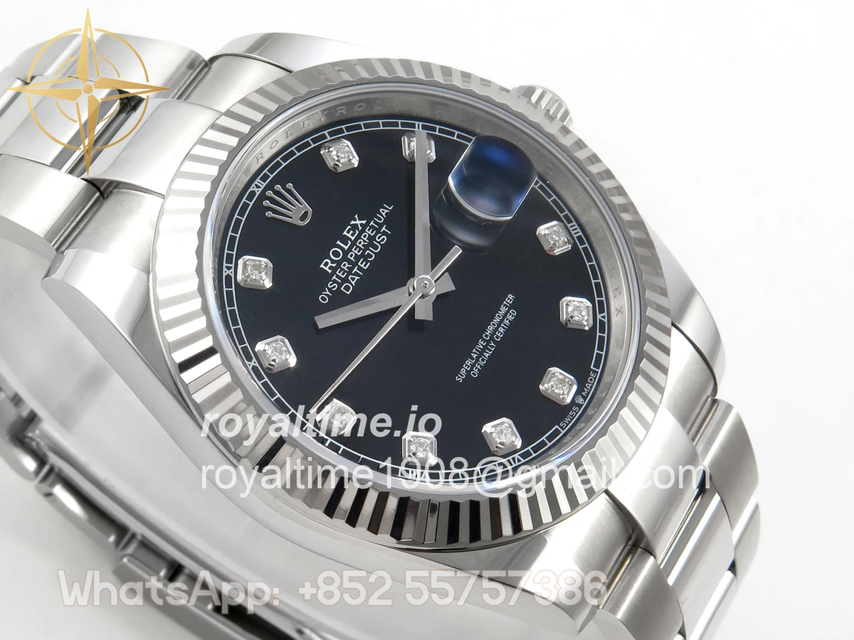Rolex DateJust 41 126334 904L SS SCF Black Diamonds Dial on Oyster Bracelet VR3235 - Image 6