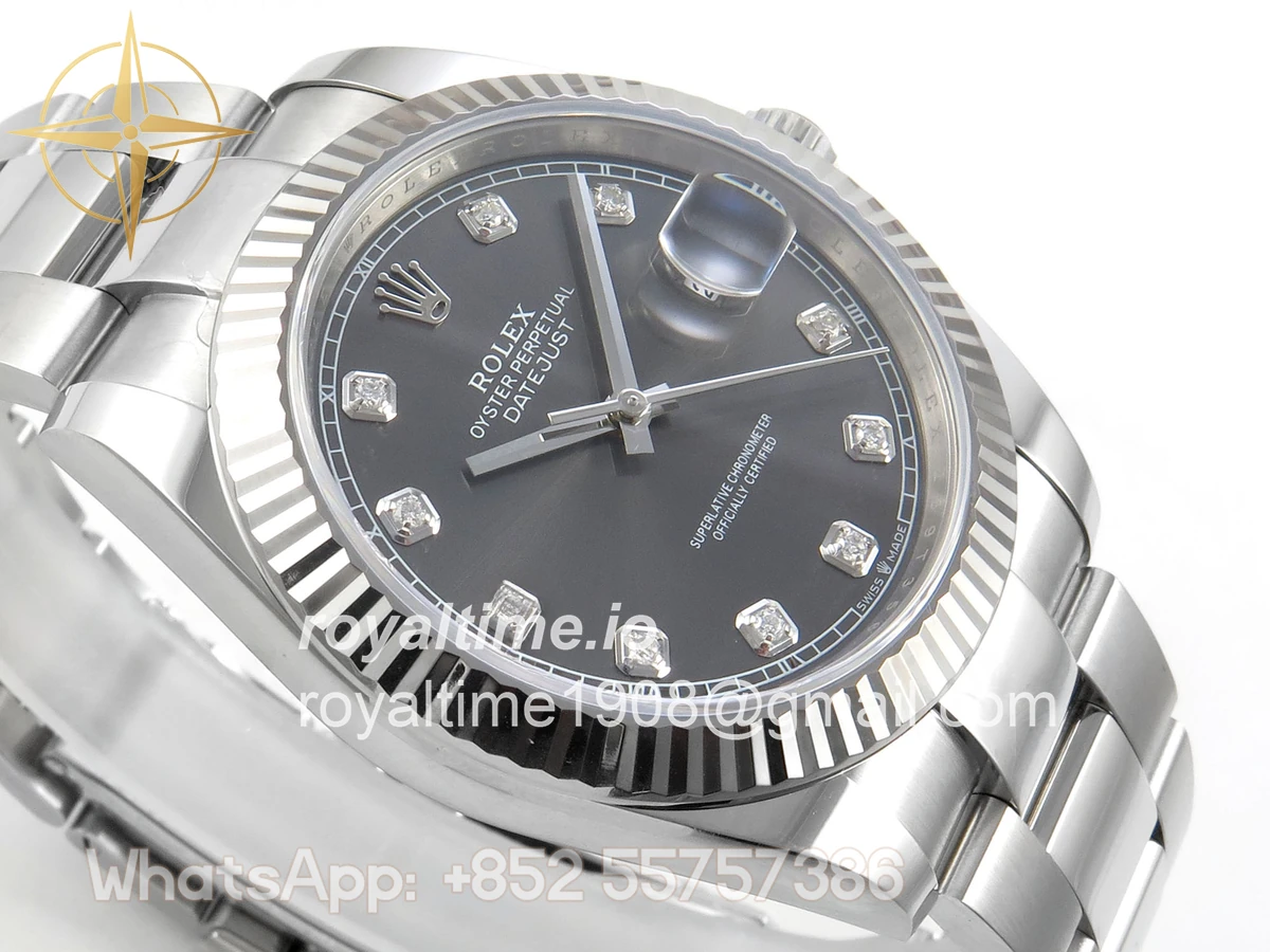 Rolex DateJust 41 126334 904L SS SCF Gray Diamonds Dial on Oyster Bracelet VR3235 - Image 6