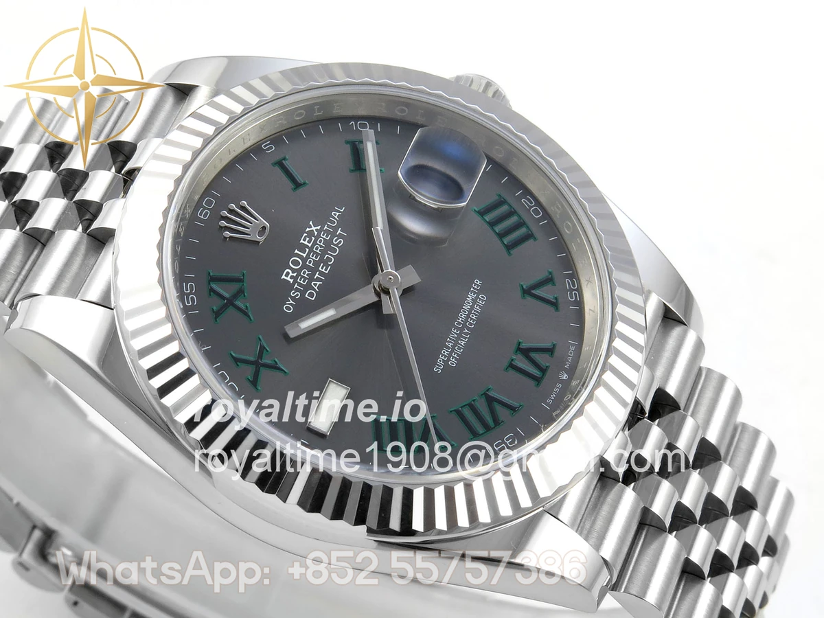 Rolex DateJust 41 126334 Clean Plus Gray Dial Green Roman on Jubilee Bracelet JH3235 (Free Sprung) Weighted 133g - Image 6