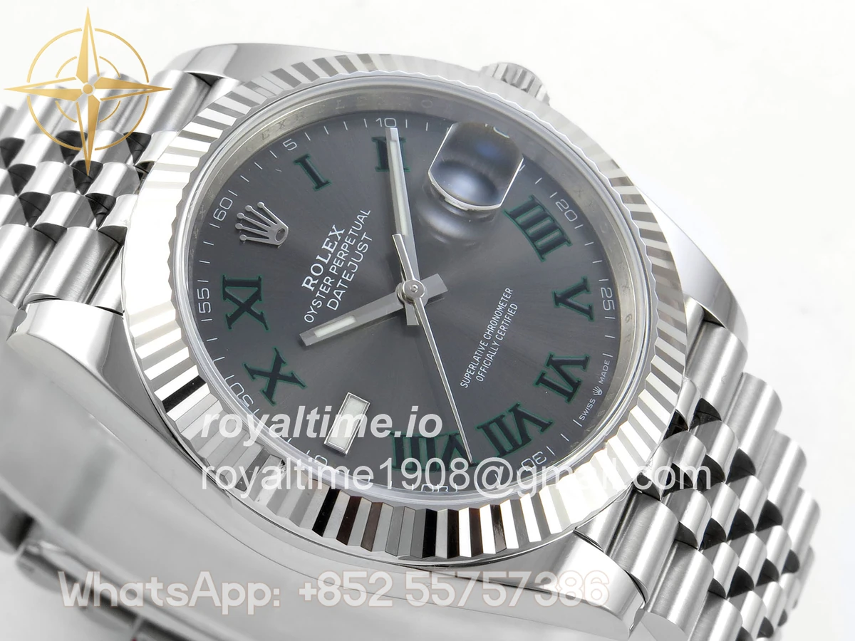 Rolex DateJust 41 126334 ERF Gray Dial Green Roman on Jubilee Bracelet JH3235 (Free Sprung) Weighted 132g - Image 6