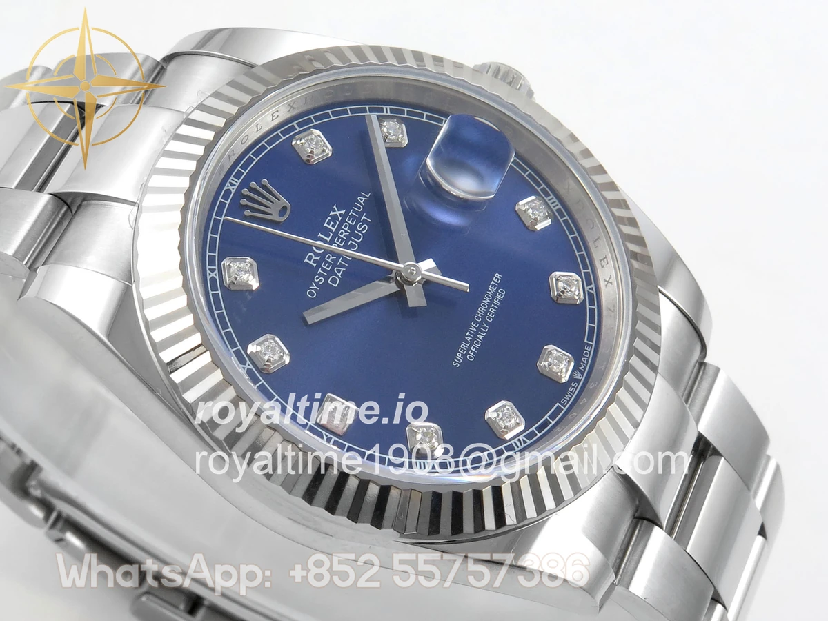 Rolex DateJust 41 126334 904L SS SCF Blue Diamonds Dial on Oyster Bracelet VR3235 - Image 6