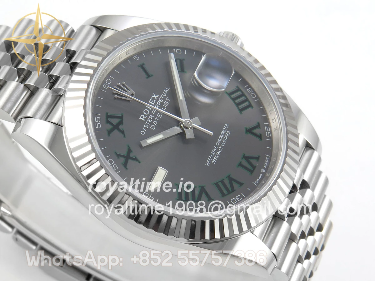 Rolex DateJust 41 126334 904L SS SCF Gray Dial Green Roman on Jubilee Bracelet VR3235 - Image 6