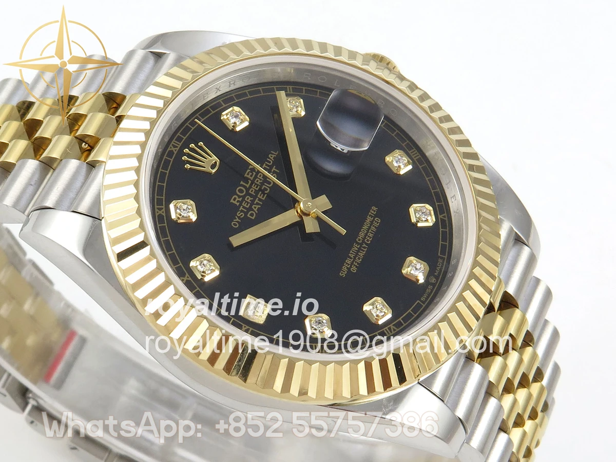 Rolex DateJust 41 126333 QF 904L Steel Black Diamonds Dial on SS/YG Jubilee Bracelet QF3235 (145g) - Image 6